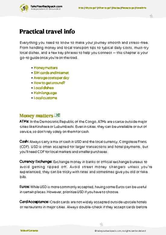 example page 7 from our offline Travel Guide for Democratic Republic of the Congo